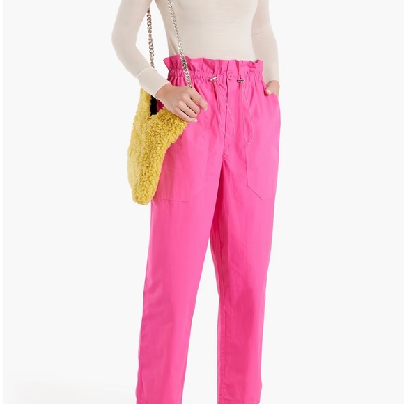L.F. Markey x Free People Hugo 10 / M Pink High Waist Paper Bag Poplin Trousers - Picture 1 of 7